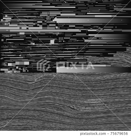 Black and white tv monitor glitch distorted texture vhs noise background 75679656