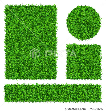 Green grass banners set. Flora decoration grass plant and nature floral grass 75679697