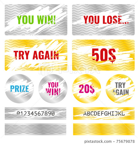Scratch card game win lottery elements 75679878
