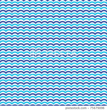 Blue sea waves seamless pattern - Stock Illustration [75679896] - PIXTA