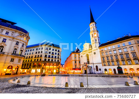 Vienna, Austria - Michaelerplatz at night Vienna, Austria - Michaelerplatz at night 75680727