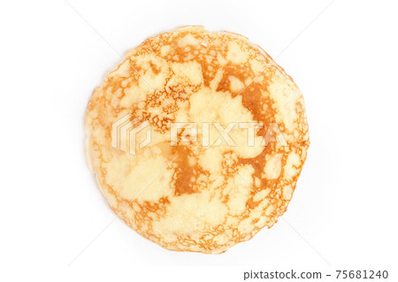 Thin pancake isolated on white background 75681240