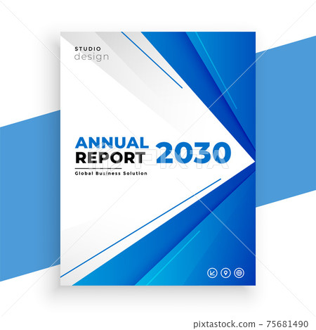 geometric blue annual report business brochure... - Stock Illustration ...