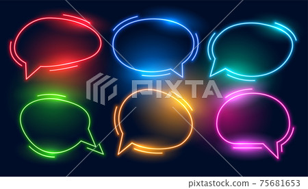 set of colorful chat bubbles in neon styles 75681653