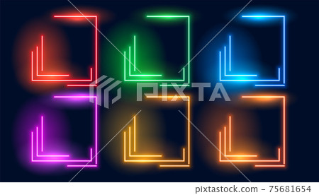 set of six neon colorful geometric empty frames 75681654