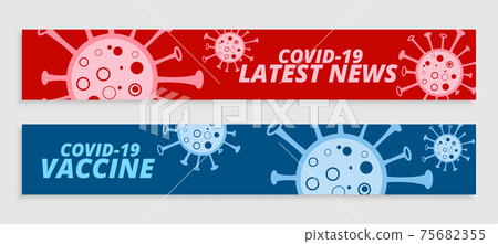 red and blue coronavirus news banners set 75682355