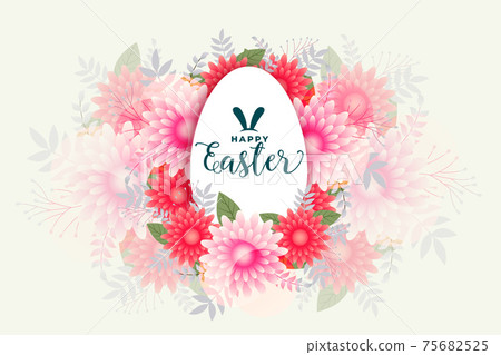 happy easter flower style celebration card design happy easter flower style celebration card design 75682525