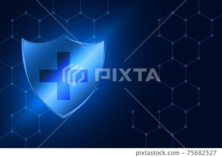blue medical background with virus protection shield blue medical background with virus protection shield 75682527