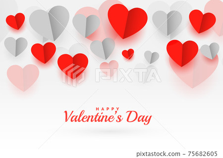 happy valentines day paper origami hearts background 75682605