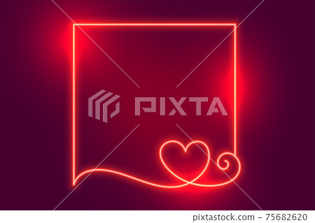 glowing creative neon heart frame with text space - Stock Illustration ...