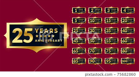 shiny golden anniversary labels or emblems set shiny golden anniversary labels or emblems set 75682860