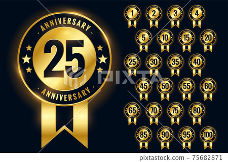 anniversary golden badges labels or emblem logotype set anniversary golden badges labels or emblem logotype set 75682871