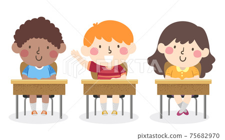 Kids Boy Active Class Raise Hand Illustration Kids Boy Active Class Raise Hand Illustration 75682970