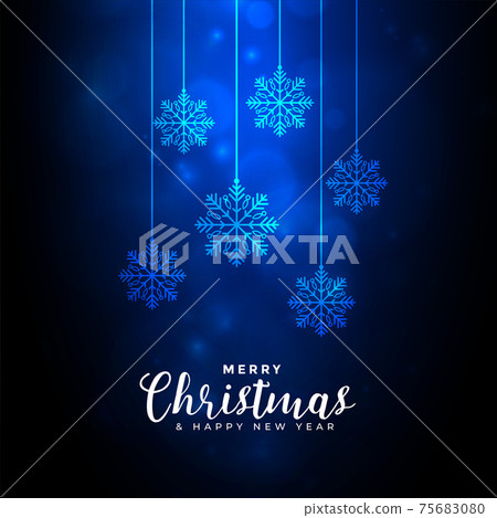 merry christmas blue background with snowflakes... - Stock Illustration ...