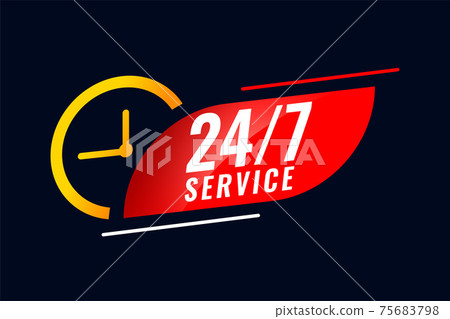 24 hour and 7 days service background with clock 75683798