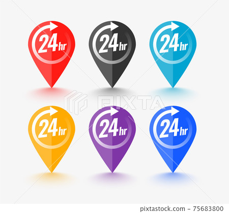 map pointer set with 24 hour service symbol map pointer set with 24 hour service symbol 75683800