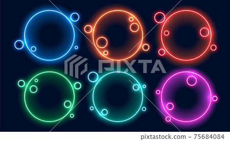 colorful circular neon frames set of six 75684084