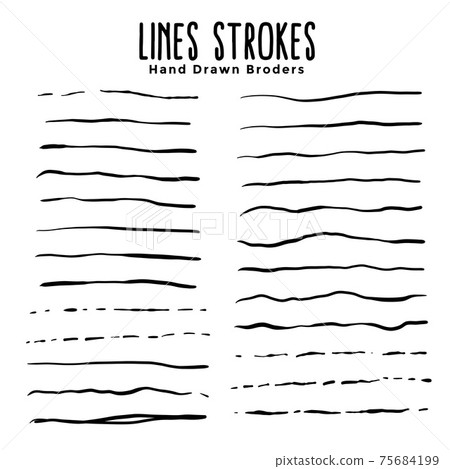 hand drawn lines strokes brushes design set - Stock Illustration ...