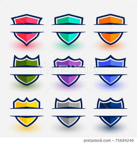 sports style shield symbols set in nine colors sports style shield symbols set in nine colors 75684240