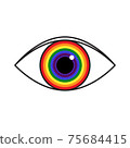 Vector illustration of rainbow colored eye. Flag of LGBT community inside eyeball. can be used for sticker, pin, greeting card, poster, patch, t-shirt prints. 75684415