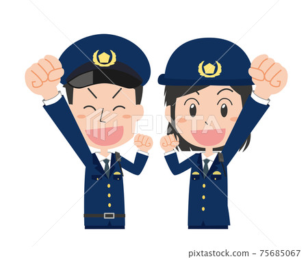 Male and female police officer set to guts pose 75685067