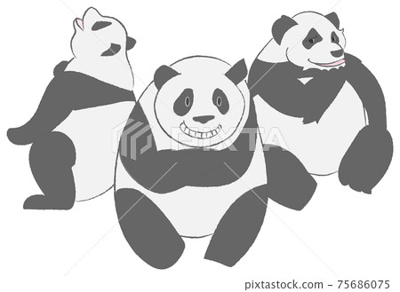 A set of three pandas laughing badly - Stock Illustration [75686075] - PIXTA