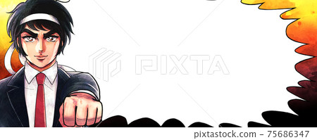 Graphic-style balloon banner, office worker with a headband, Masaken thrust 75686347