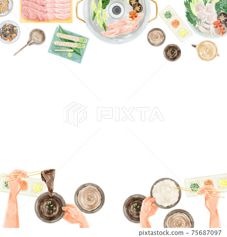 鍋黨餐風景水彩手寫插圖 鍋黨餐風景水彩手寫插圖 75687097
