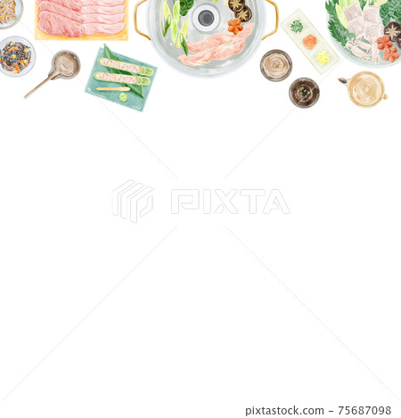 鍋黨餐風景水彩手寫插圖 75687098