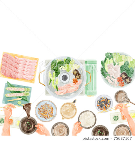 鍋黨餐風景水彩手寫插圖 鍋黨餐風景水彩手寫插圖 75687107