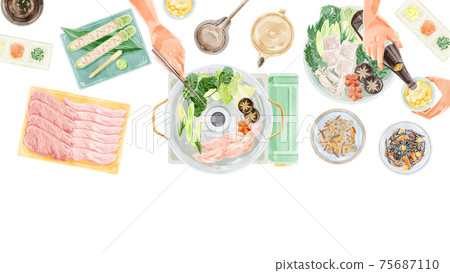 鍋黨餐風景水彩手寫插圖 鍋黨餐風景水彩手寫插圖 75687110