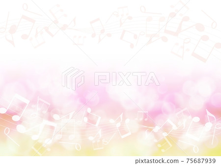 Pink background illustration of musical notes and light no.02 75687939