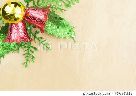 Christmas decoration on wood table background 75688315