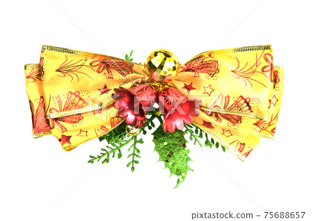 Bow Christmas and New Year Decoration isolated on white background. 75688657
