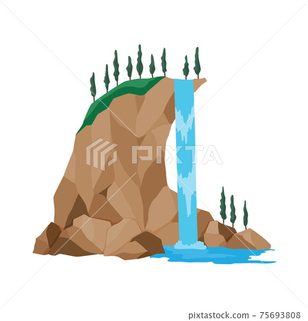 Cartoon river waterfall. Landscape with... - Stock Illustration [75693808]  - PIXTA