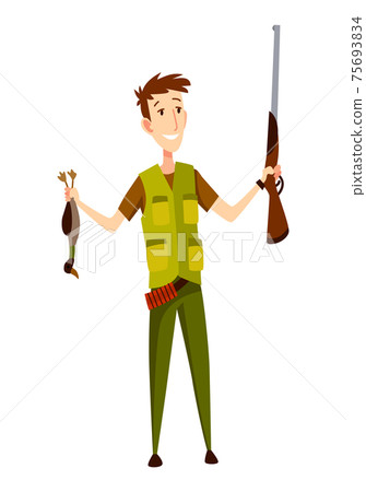 No Hunting with hand hold riffle with scoope concept in cartoon