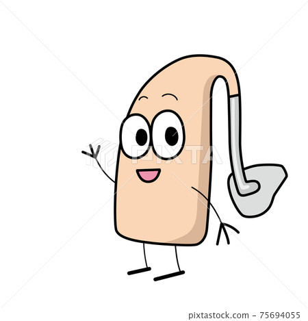 Hearing aid character smile illustration 75694055