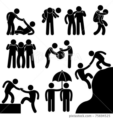 Business Friend Helping Each Other Icon Symbol Sign Pictogram. A set of pictogram representing business friend helping each other. Business Friend Helping Each Other Icon Symbol Sign Pictogram. A set of pictogram representing business friend helping each other. 75694525