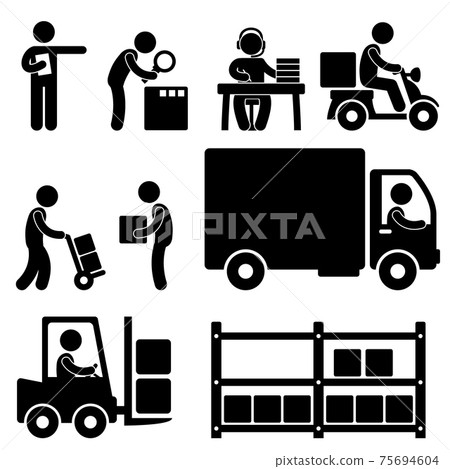 Logistic Warehouse Delivery Shipping Icon Pictogram. A set of pictogram about logistic business. Logistic Warehouse Delivery Shipping Icon Pictogram. A set of pictogram about logistic business. 75694604