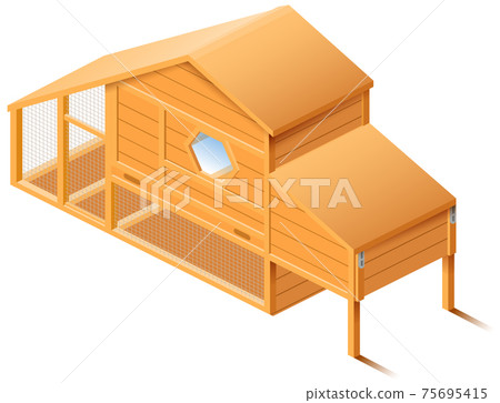 Chicken house coop 3d isometric illustration isolated on white background 75695415
