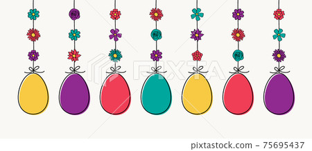 Colourful Easter eggs. Colourful banner. Vector 75695437