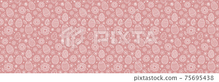 Seamless pattern with decorative eggs and flowers. Easter background. Vector 75695438