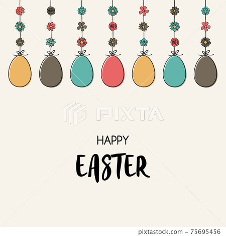 Colourful Easter eggs. Concept of greeting card. Vector 75695456