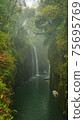 Beautiful scenery of waterfall at Kikuchi Keikoku after raining with light fog, Kumamoto, Japan 75695769