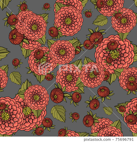 Seamless pattern with f dahlia lowers, nature floral background. Seamless pattern with f dahlia lowers, nature floral background. 75696791