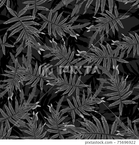 Monochrome trendy seamless pattern with tropical leaves 75696922