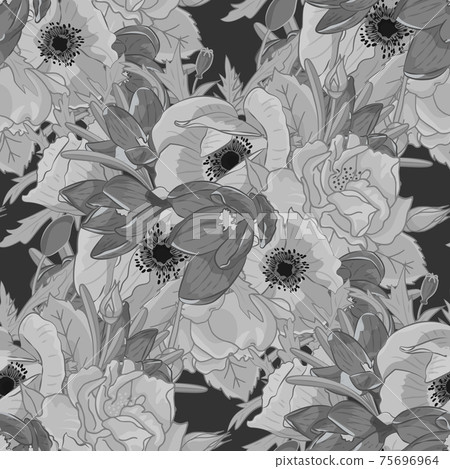 Colorful floral seamless pattern with hand drawn flowers on white background. Stock vector illustration Colorful floral seamless pattern with hand drawn flowers on white background. Stock vector illustration 75696964