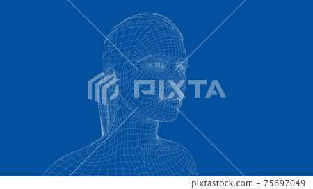 Wireframe portrait of a young beautiful girl 75697049