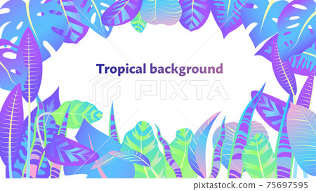 Floral background template with neon gradient tropical leaves. Vector illustration Floral background template with neon gradient tropical leaves. Vector illustration 75697595