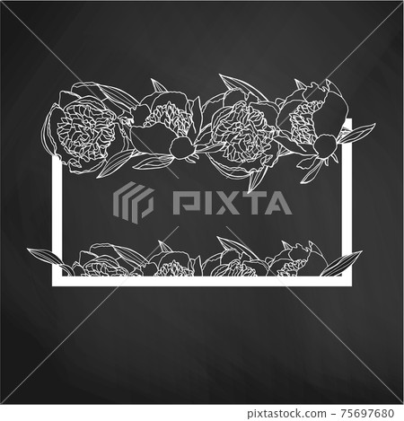 Hand drawn doodle style peony flower wreath. floral design element. Hand drawn doodle style peony flower wreath. floral design element. 75697680